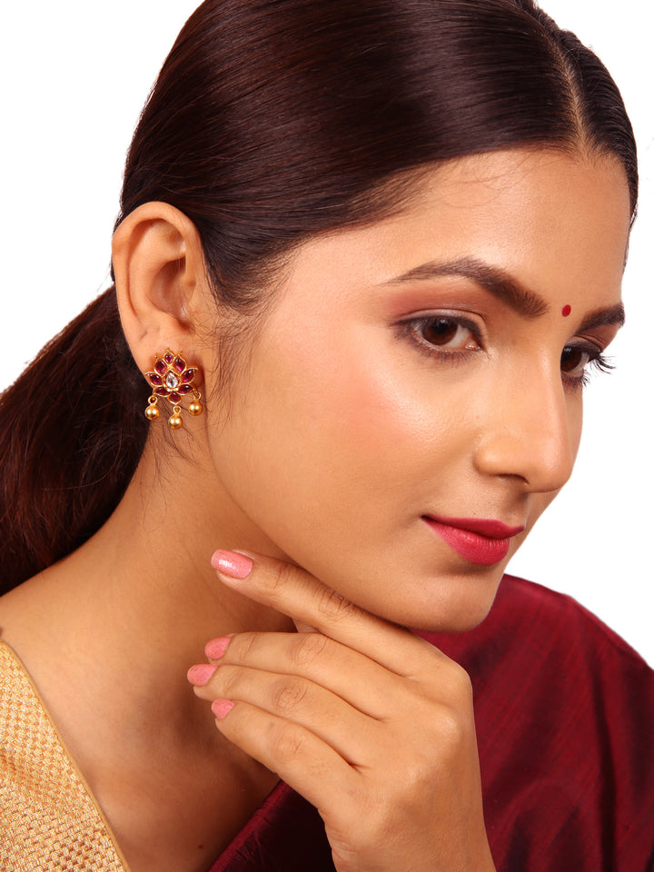 Saroj Stud - 925 silver gold polish