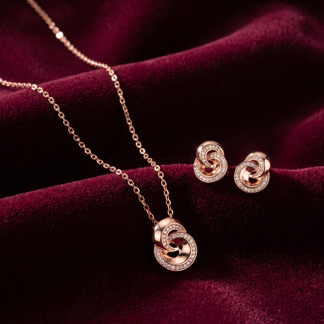 Interlocking Rings 925 Silver Necklace