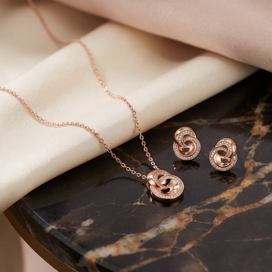Interlocking Rings 925 Silver Necklace
