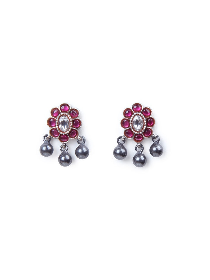 Shanvi Stud-925 silver (oxidized)-Earrings