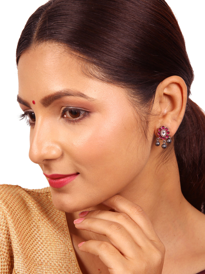 Shanvi Stud-925 silver (oxidized)-Earrings