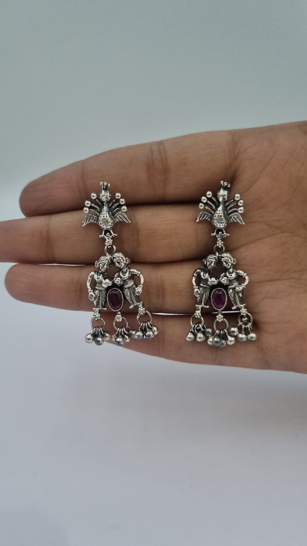 Sterling silver jewelry, Tribal, Daily wear, Festival collection, 925 Silver earrings, Navarathri, Christmas, Gifts