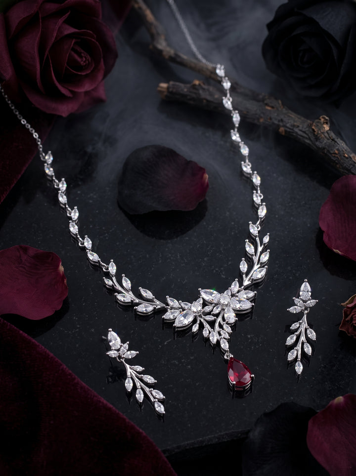 Red and white stone silver jewelry 