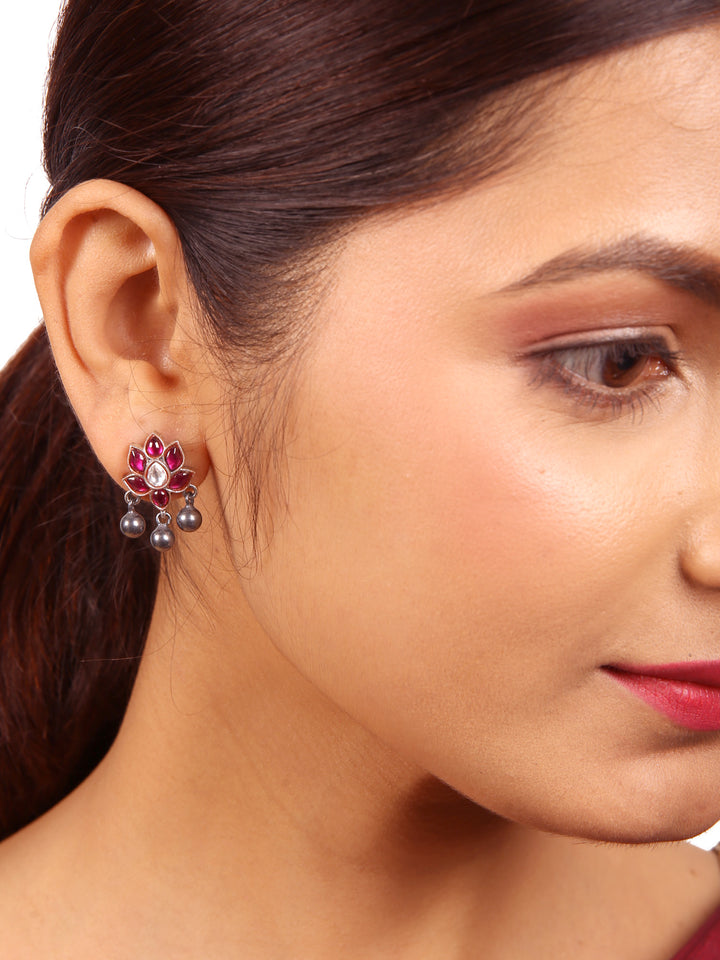 Shreeja Stud-925 silver (oxidized)-Earrings