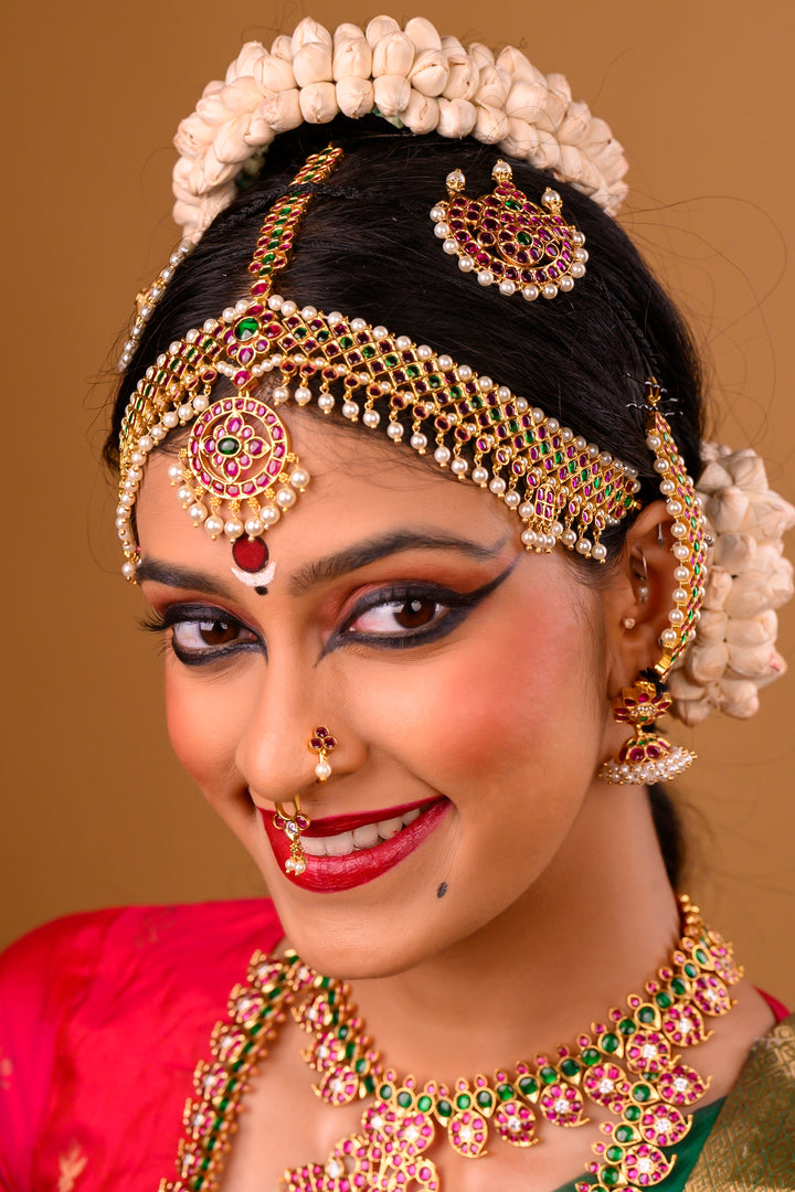 Bharatanatyam Nethichutti- 925 silver Head ornament (24 ct gold polish)