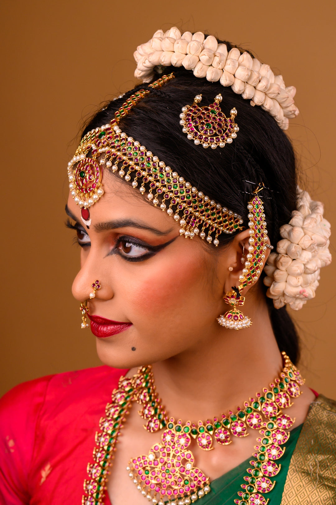 Bharatanatyam Nethichutti- 925 silver Head ornament (24 ct gold polish)