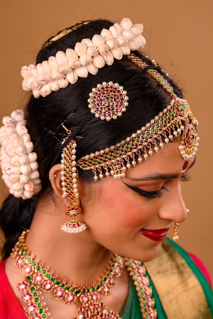 Bharatanatyam Nethichutti- 925 silver Head ornament (24 ct gold polish)