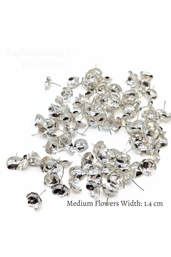 Silver 108 flowers silver finish with stem - silver gift items- Hindu pooja item-return gift for navarathri- gift housewarming