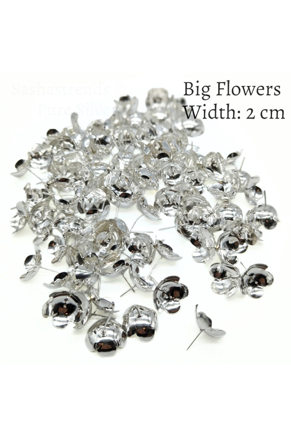 Silver 108 flowers silver finish with stem - silver gift items- Hindu pooja item-return gift for navarathri- gift housewarming
