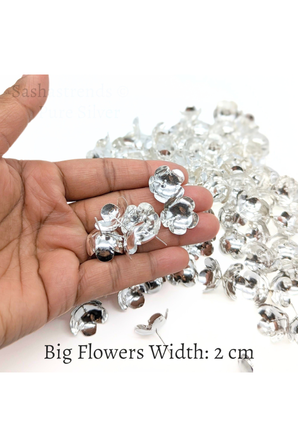 Silver 108 flowers silver finish with stem - silver gift items- Hindu pooja item-return gift for navarathri- gift housewarming