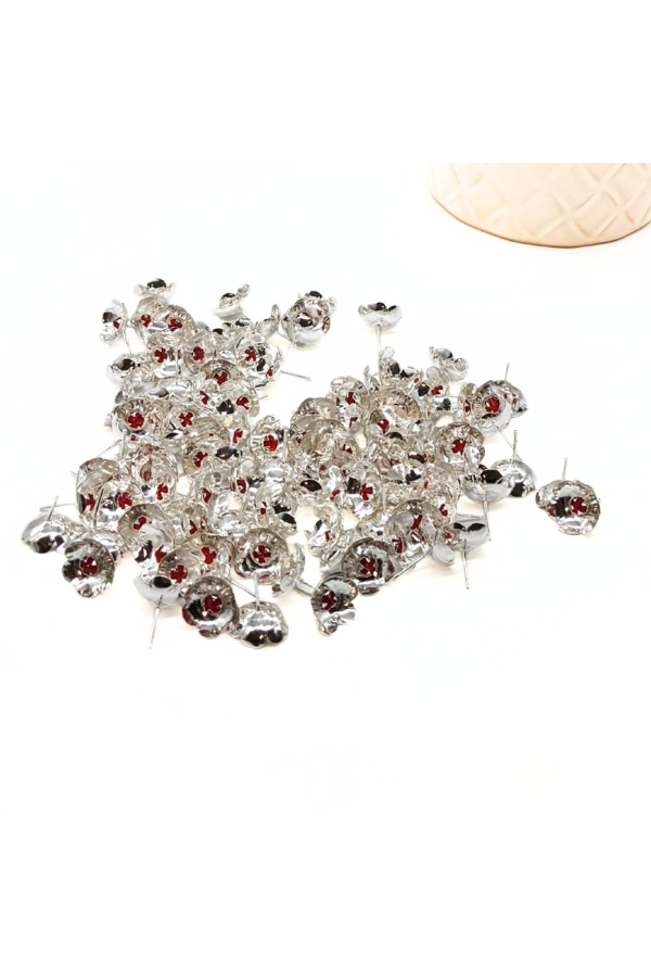 Silver 108 flowers with red stone - silver gift items- Hindu pooja item-return gift for navarathri- gift housewarming