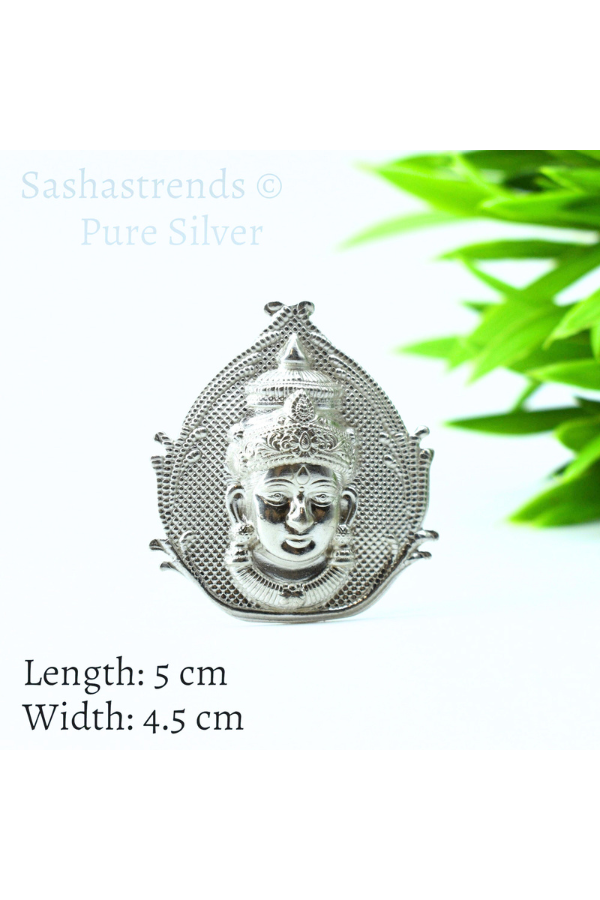 Silver Amman face- Amman face with hook - pure silver gift items-  pooja items for home, return gift for navarathri, wedding & housewarming