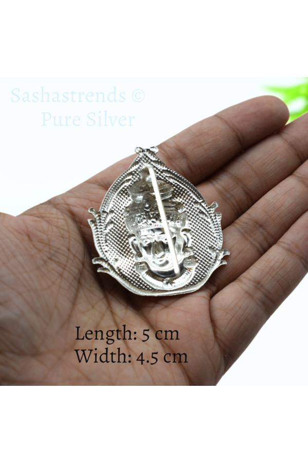 Silver Amman face- Amman face with hook - pure silver gift items-  pooja items for home, return gift for navarathri, wedding & housewarming