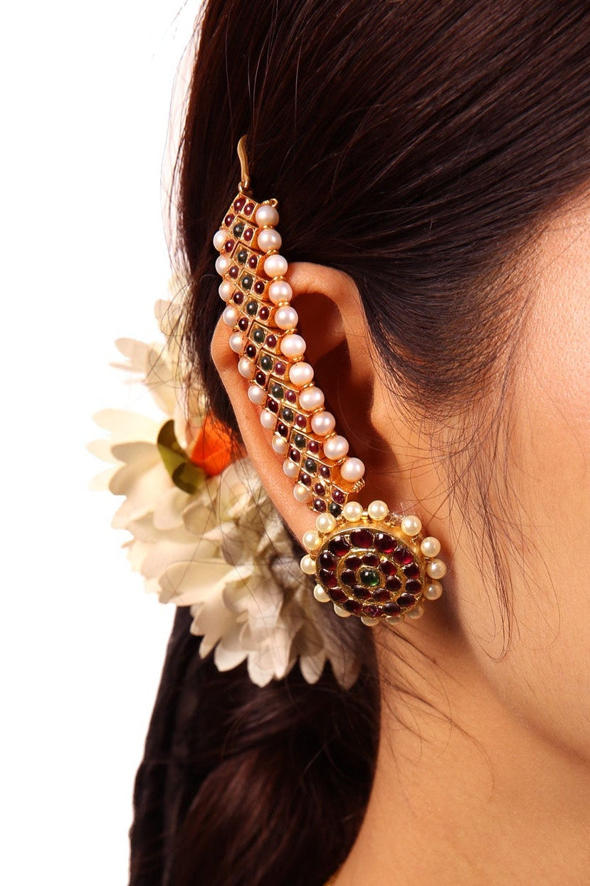 Silver Araku Red kemp Mattal/Matti-925 silver gold polish-Bharatanatyam Dance Jewelry