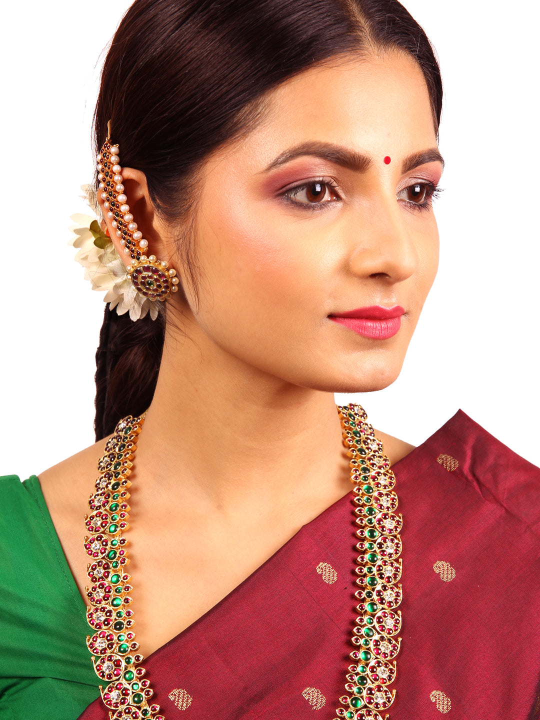 Silver Araku Red kemp Mattal/Matti-925 silver gold polish-Bharatanayam Dance Jewelry