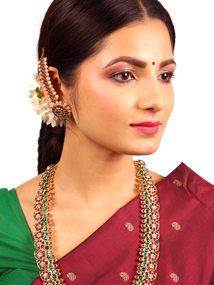 Silver Araku Red kemp Mattal/Matti-925 silver gold polish-Bharatanayam Dance Jewelry