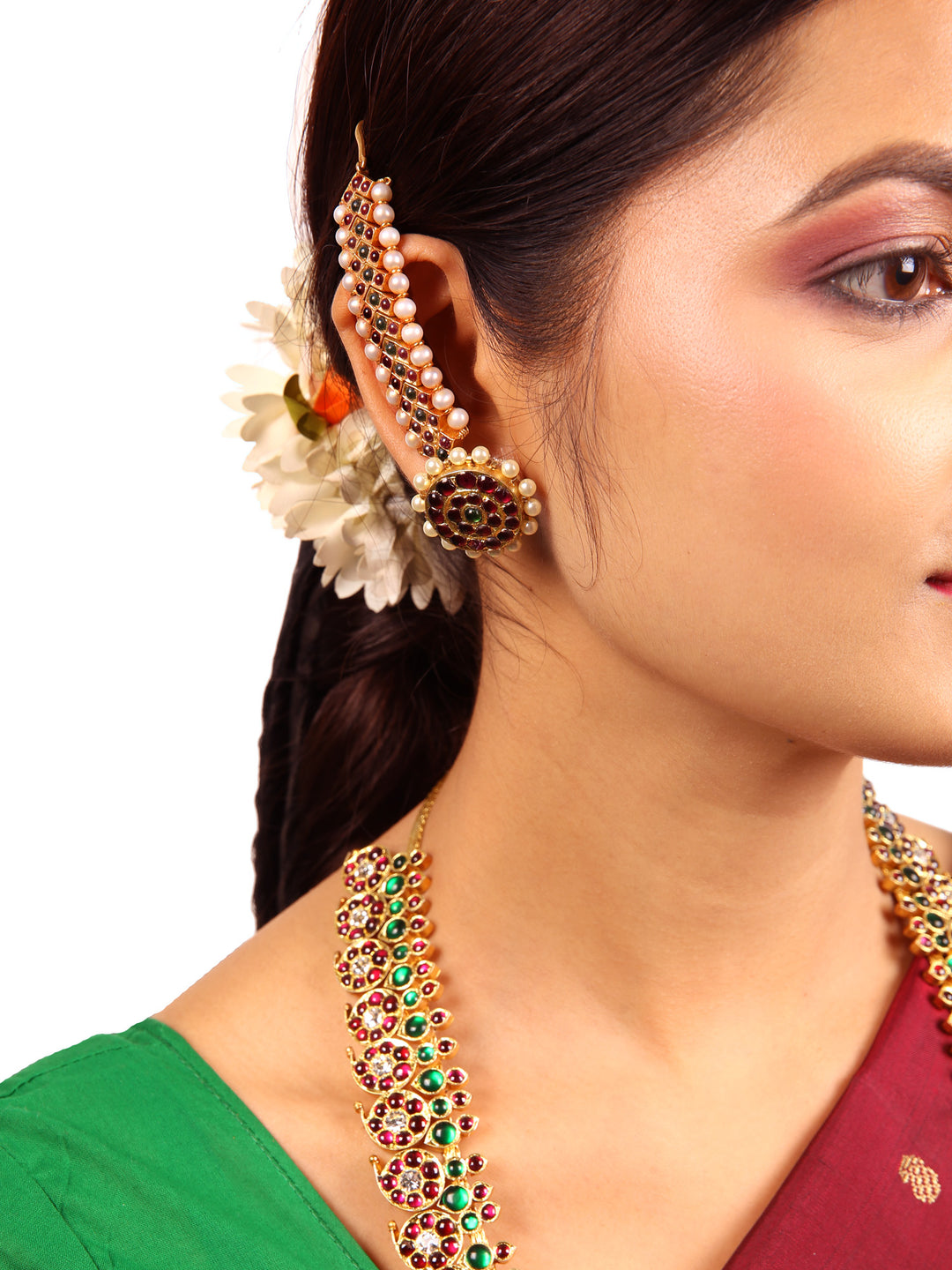 Silver Araku Red kemp Mattal/Matti-925 silver gold polish-Bharatanayam Dance Jewelry