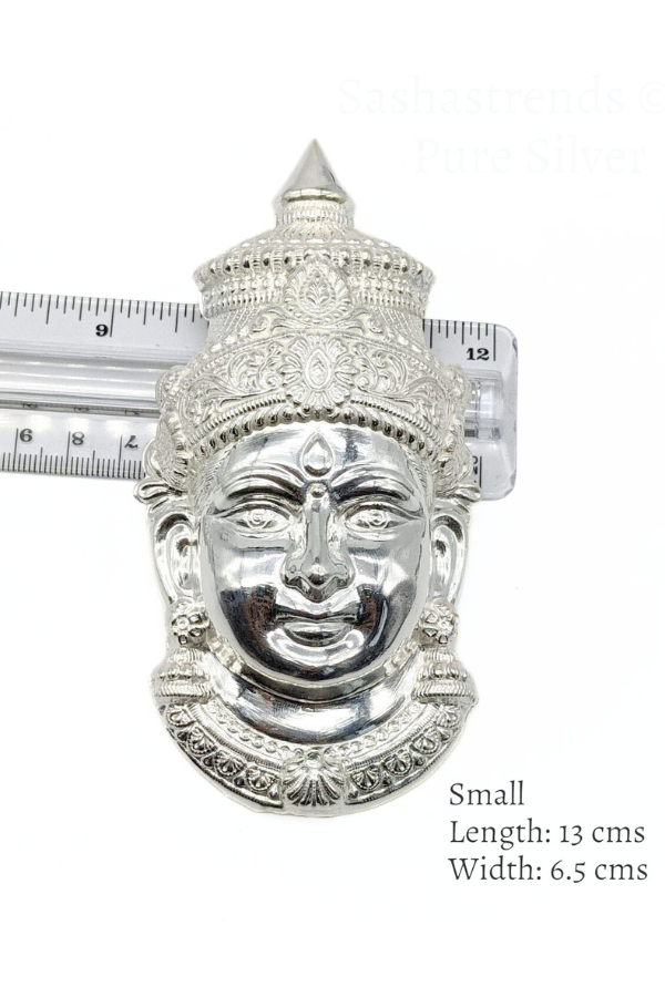 Silver Varamahalakshmi Amman face-Shiny finish- Pure Silver Pooja Items for Home, Return Gift for Navarathri, Wedding & Housewarming