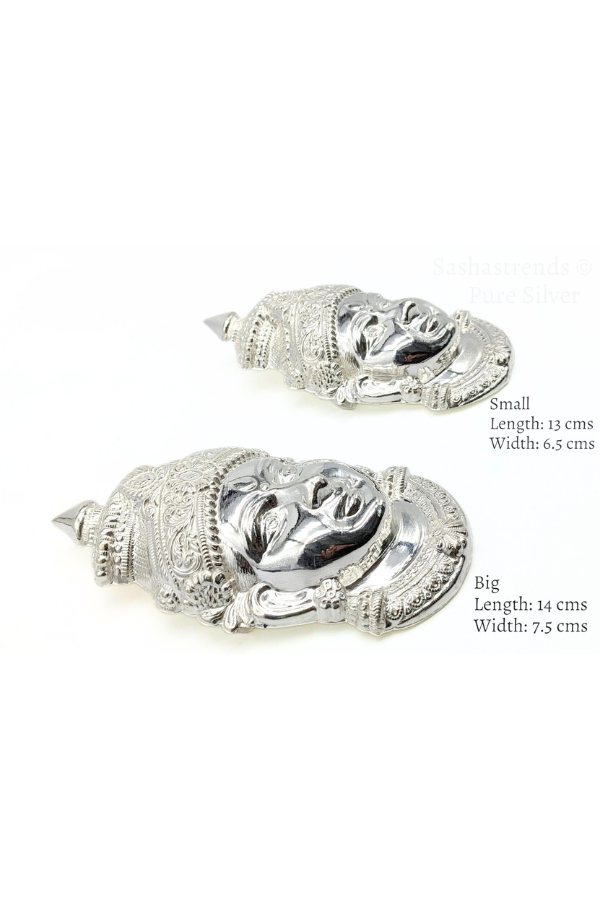 Silver Varamahalakshmi Amman face-Shiny finish- Pure Silver Pooja Items for Home, Return Gift for Navarathri, Wedding & Housewarming
