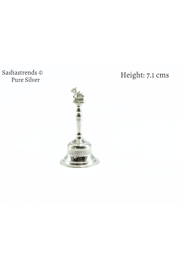 Silver bell for pooja with Nandi handle - silver gift items- silver pooja items for home, return gift for navarathri, wedding & housewarming