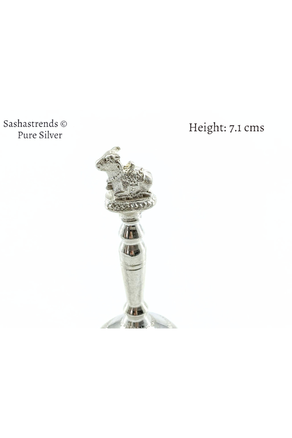 Silver bell for pooja with Nandi handle - silver gift items- silver pooja items for home, return gift for navarathri, wedding & housewarming