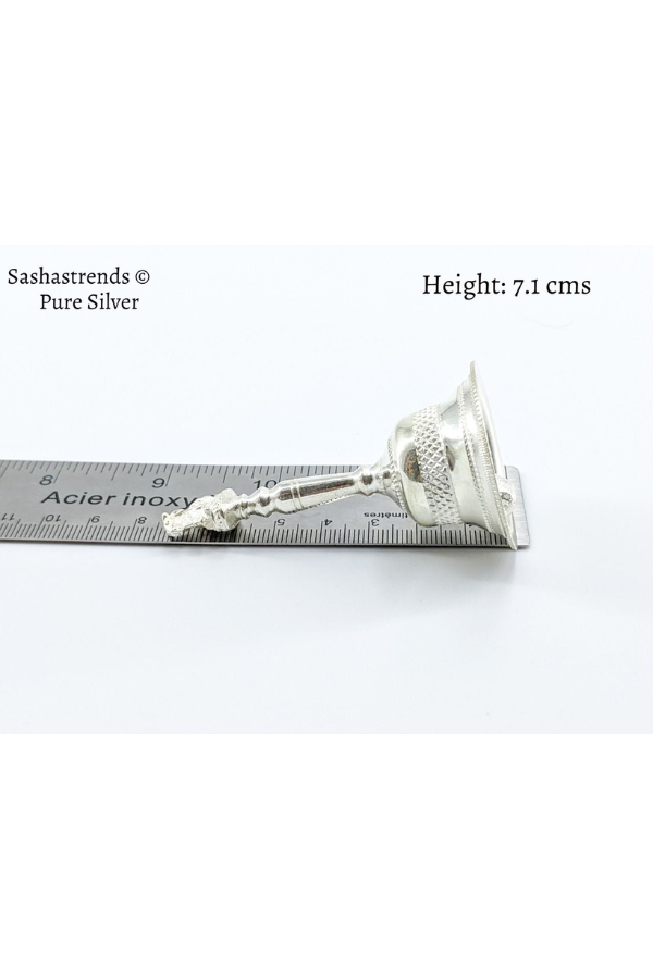 Silver bell for pooja with Nandi handle - silver gift items- silver pooja items for home, return gift for navarathri, wedding & housewarming