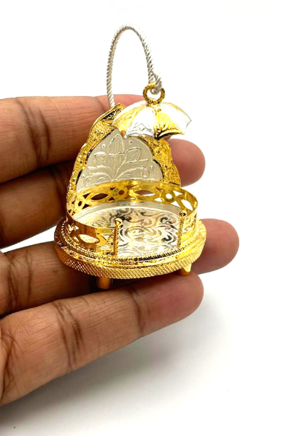 925 Silver dual-tone Mini Mantap-Pooja room decor-Silver decor-Idols-Gifts-silver articles