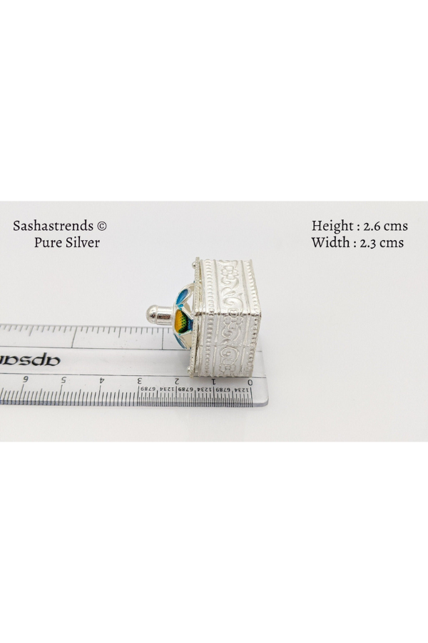 Square shape kumkum box with lid- pure silver gift items- silver pooja items for home,return gift for navarathri,wedding & housewarming