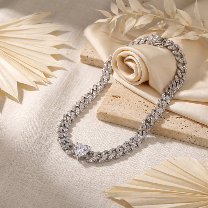 Heart curb chain Silver Bracelet