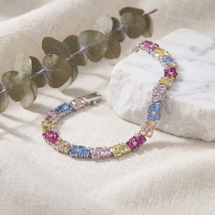 Multi-color Zircon Silver Bracelet