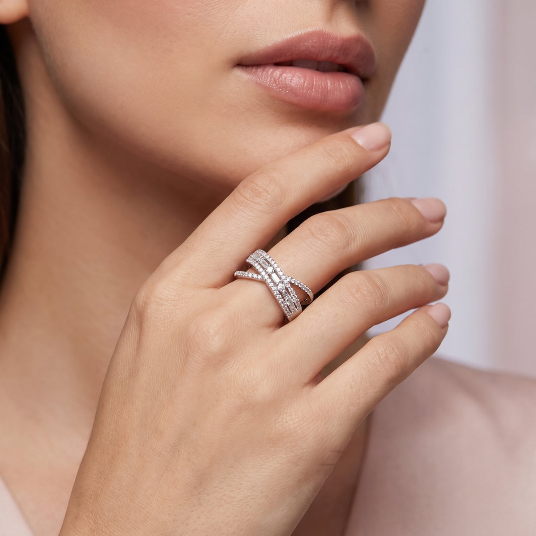 Crossover Silver Finger Ring