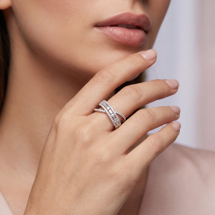 Crossover Silver Finger Ring