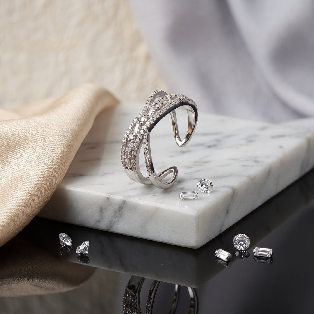 Crossover Silver Finger Ring