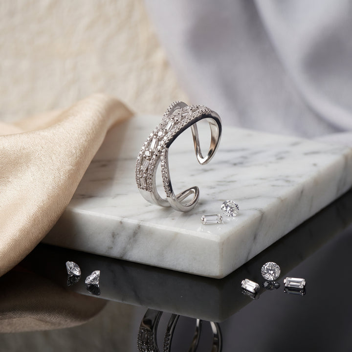 Crossover Silver Finger Ring