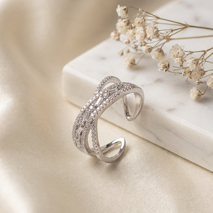 Crossover Silver Finger Ring