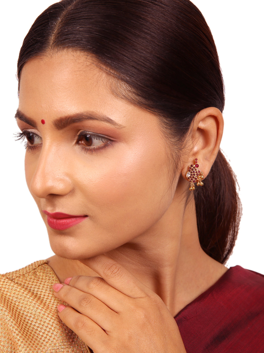 Srinitha Stud / Earring - 925 silver gold polish
