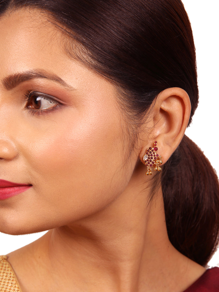 Srinitha Stud / Earring - 925 silver gold polish