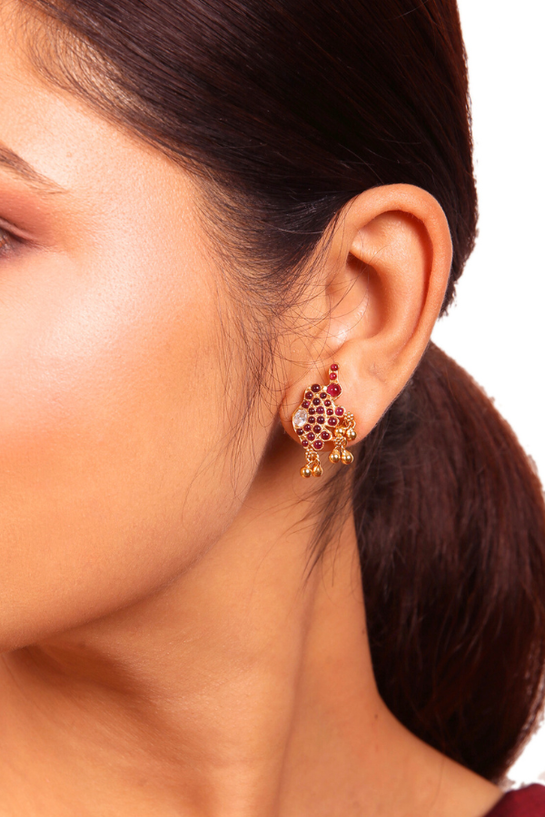 Srinitha Stud / Earring - 925 silver gold polish
