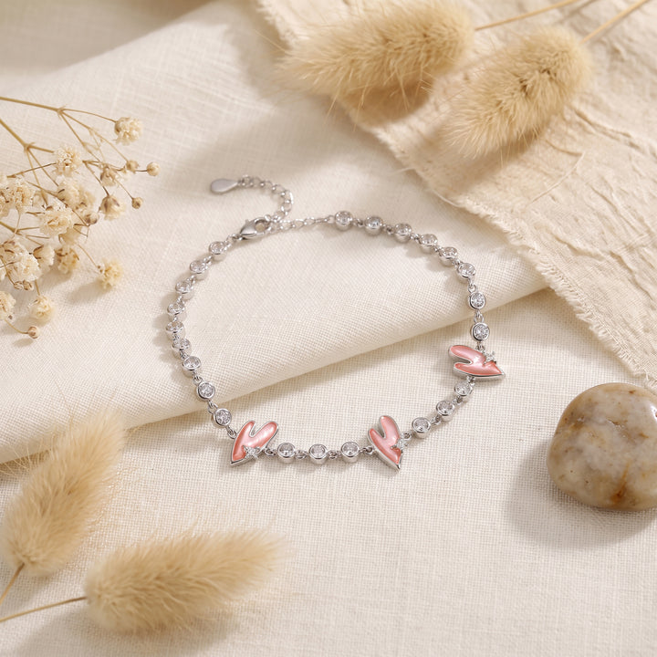 Pink Heart Silver Bracelet
