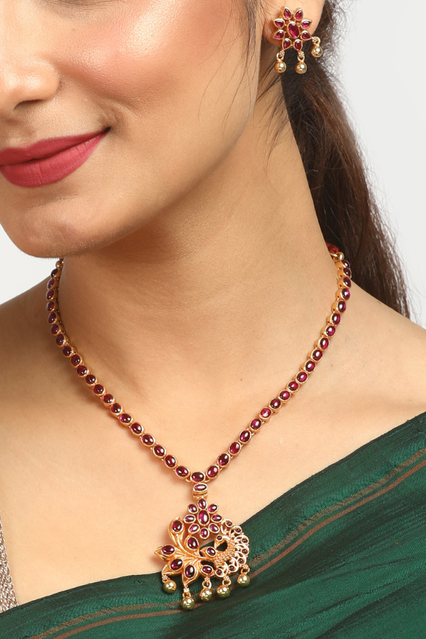 Sunanda Necklace - 925 silver gold polish