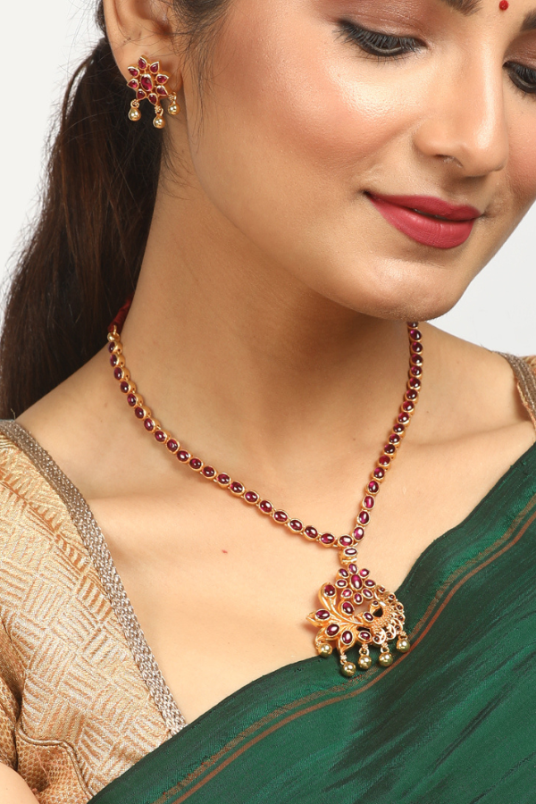 Sunanda Necklace - 925 silver gold polish