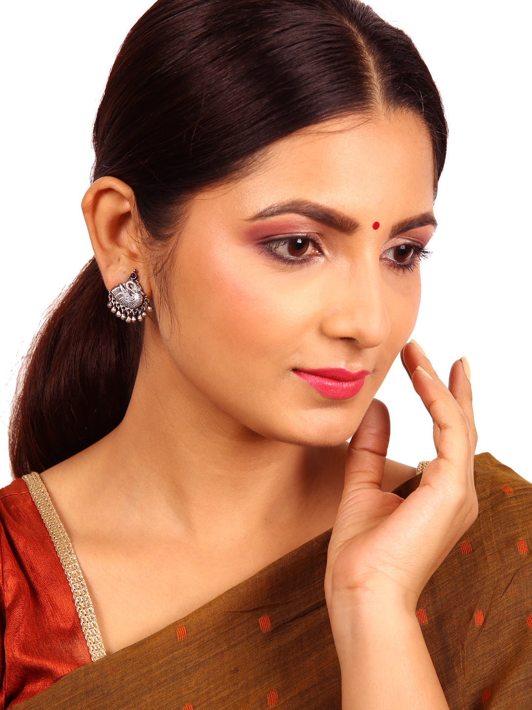 Swan Stud - 925 silver oxidized - Earrings
