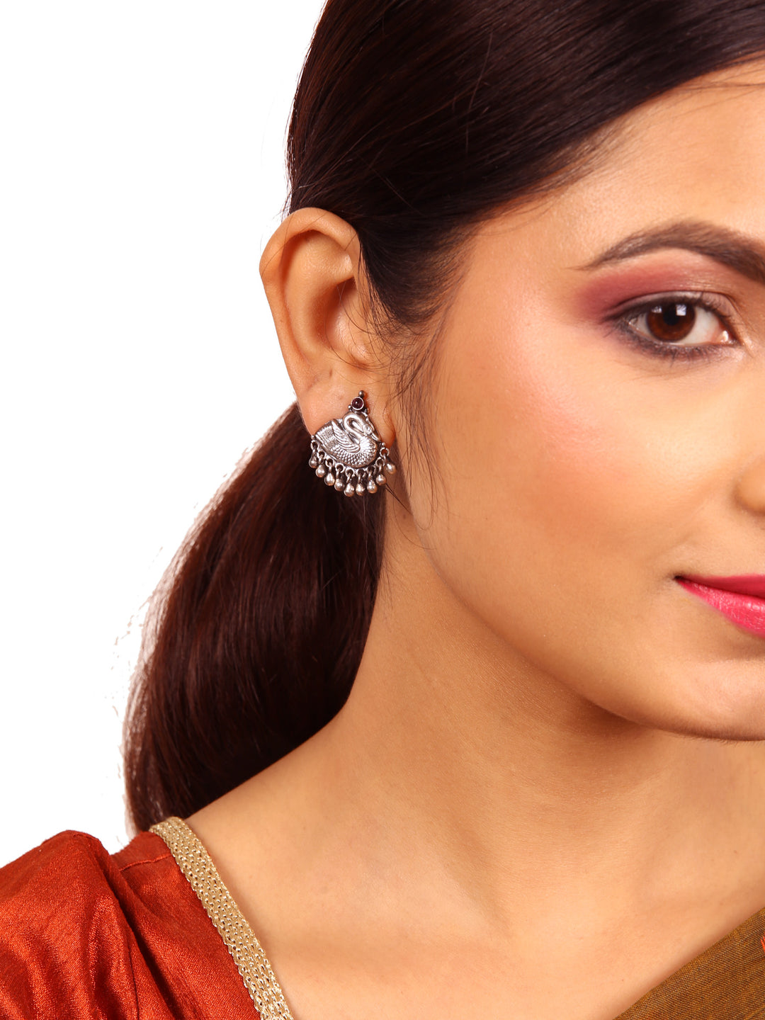 Swan Stud - 925 silver oxidized - Earrings