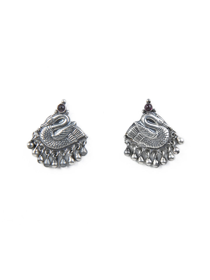 Swan Stud - 925 silver oxidized - Earrings