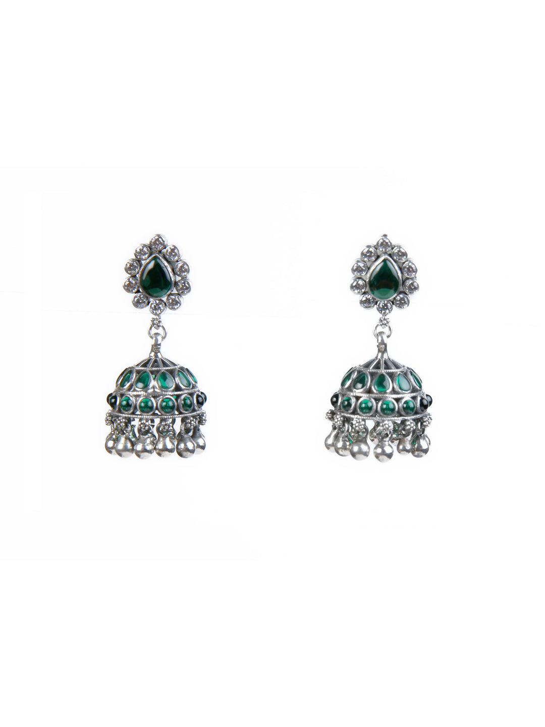 Tansh Jhumka - 925 silver oxidized - Earrings