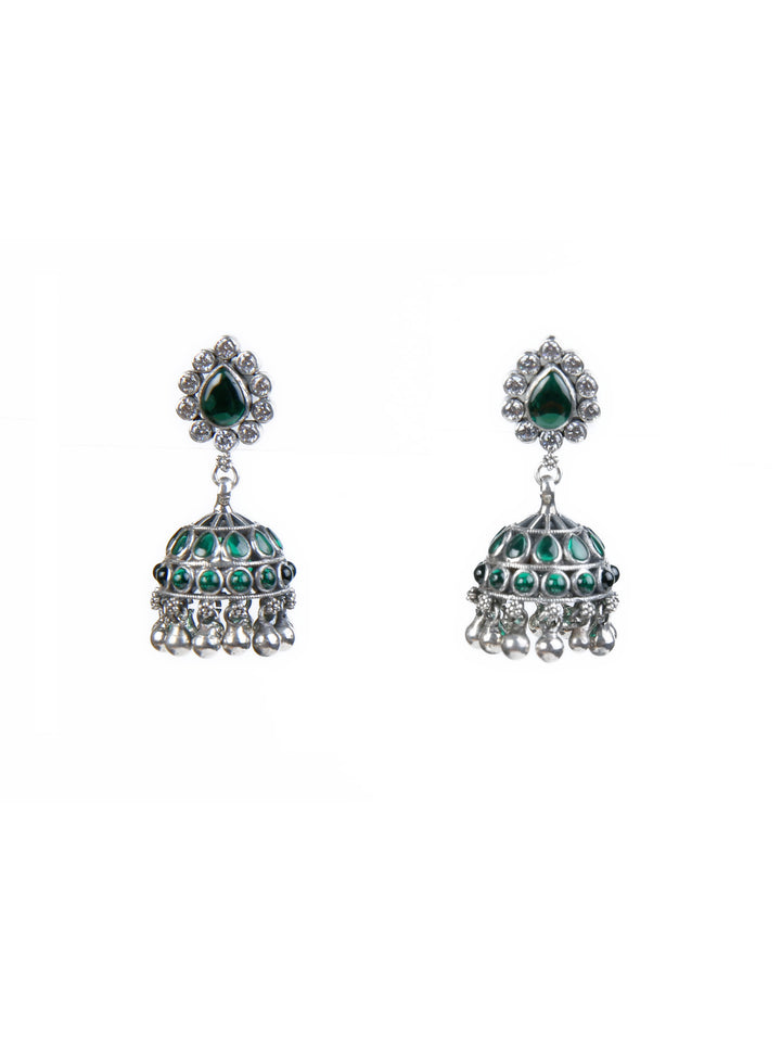 Tansh Jhumka - 925 silver oxidized - Earrings