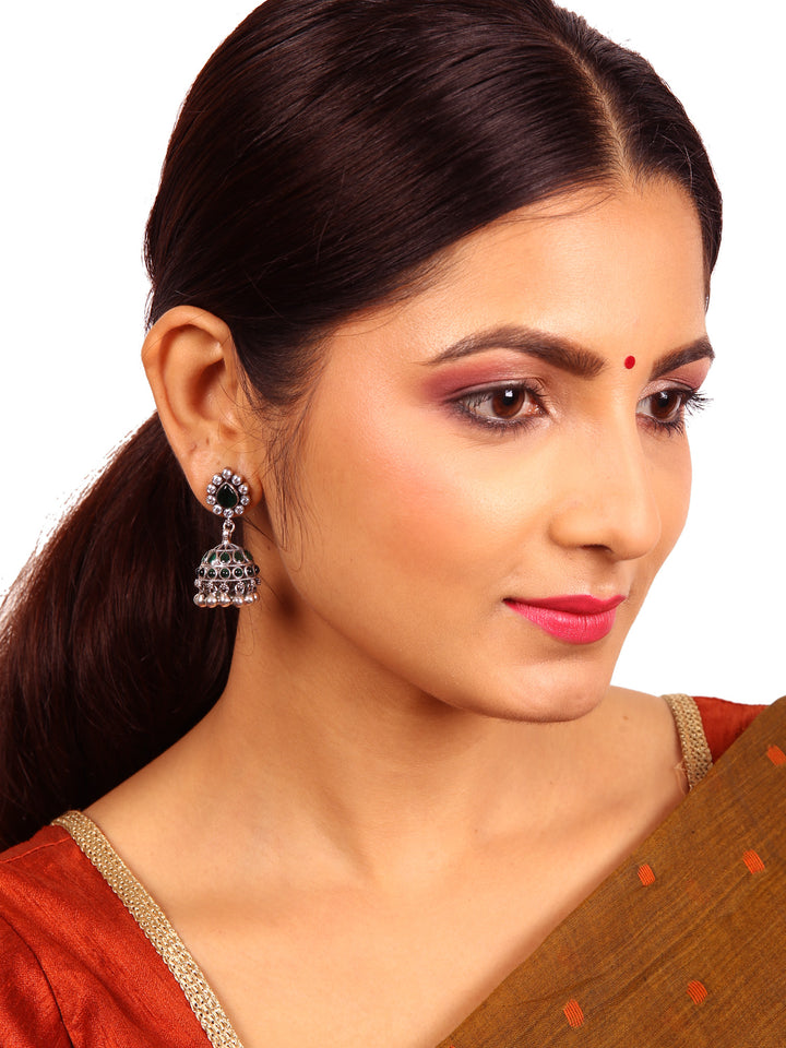 Tansh Jhumka - 925 silver oxidized - Earrings