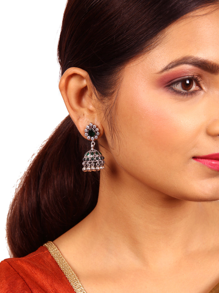 Tansh Jhumka - 925 silver oxidized - Earrings