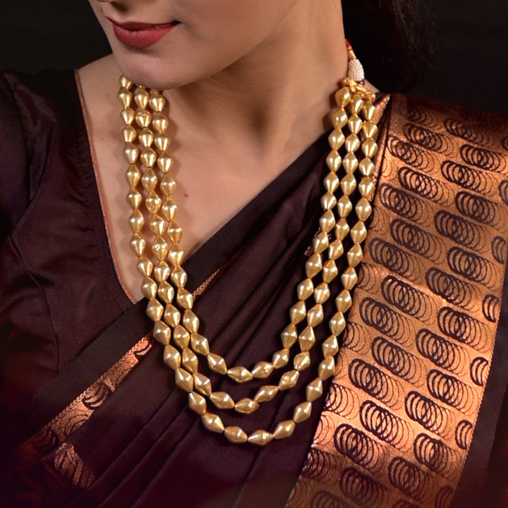 Tarika Kolhapur Bor Mala - 925 silver gold polish