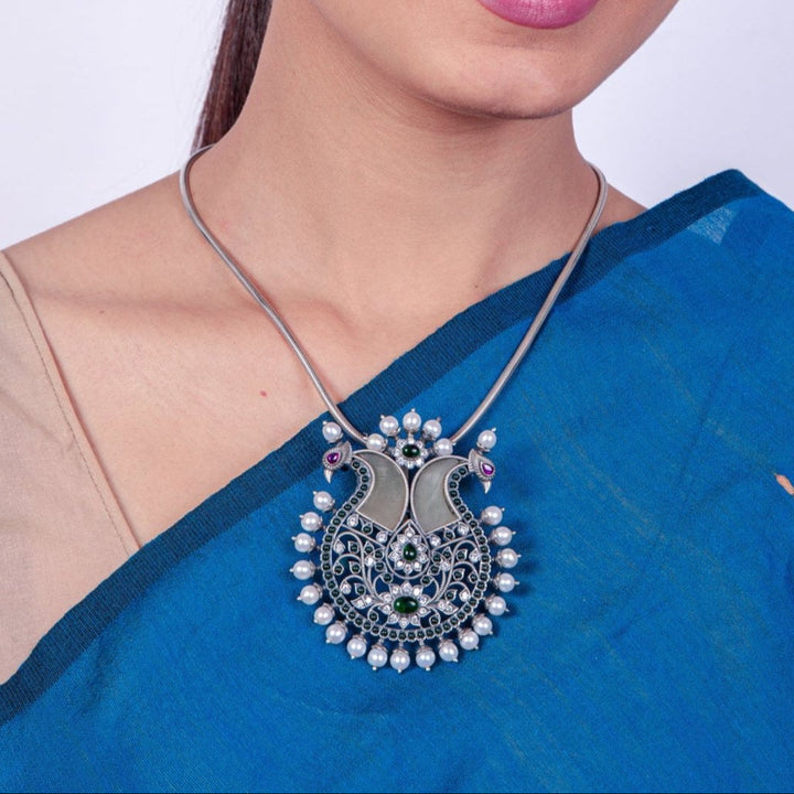 Thogai necklace - 925 oxidized silver